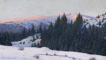 Dischler _Bei Sonnenaufgang.Feldberg, 1916,OelLw26x46cm